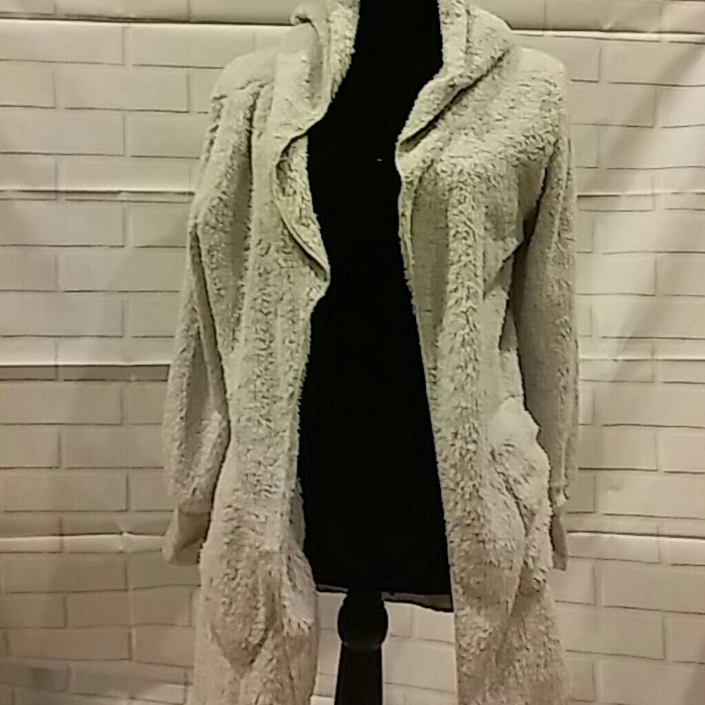 Last 1!  SOFT FUZZY fleece cardigan hoodie Gray - Picture 8 of 8